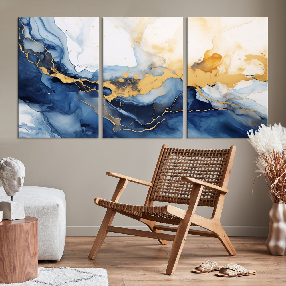 Abstract Fluid Art Print Modern Canvas Wall Decor Set of Framed