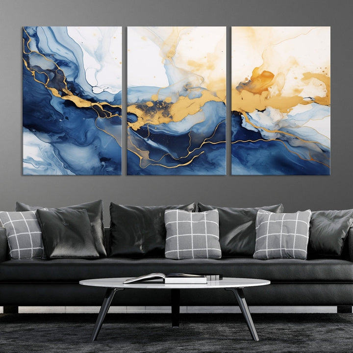 Abstract Fluid Art Print Modern Canvas Wall Decor Set of Framed