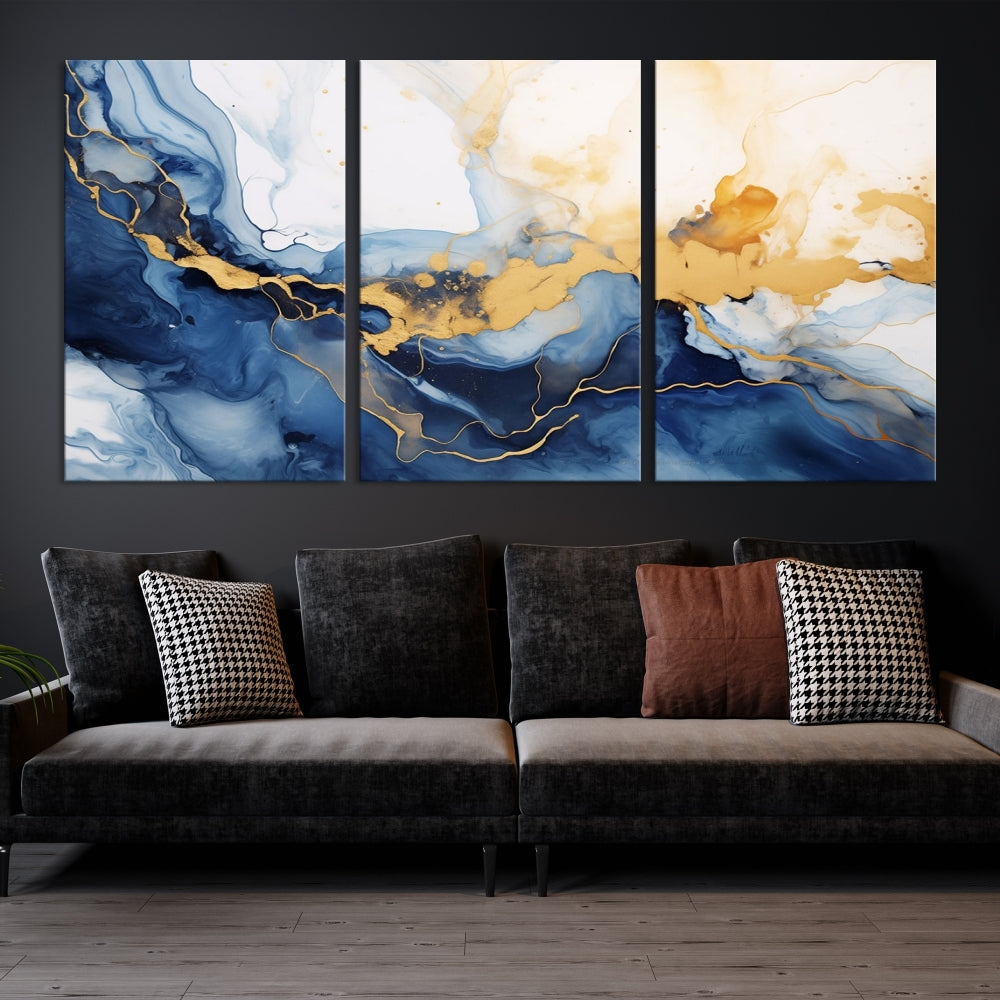 Abstract Fluid Art Print Modern Canvas Wall Decor Set of Framed