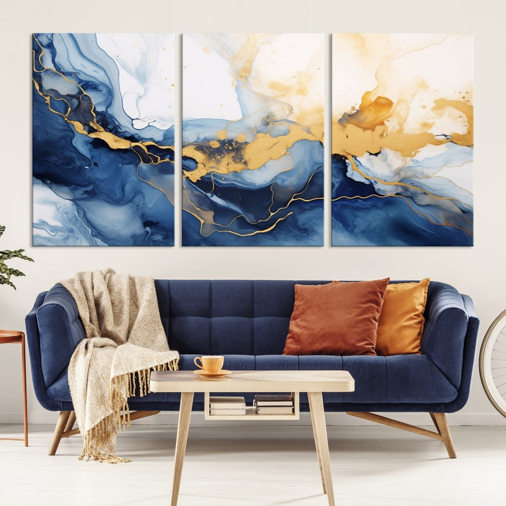 Abstract Fluid Art Print Modern Canvas Wall Decor Set of Framed