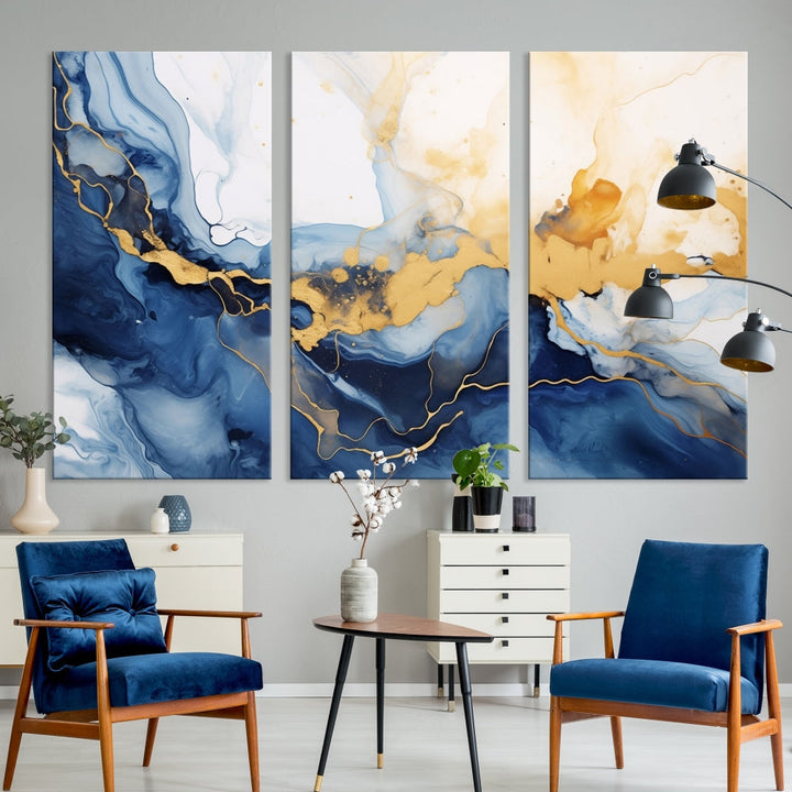 Abstract Fluid Art Print Modern Canvas Wall Decor Set of Framed