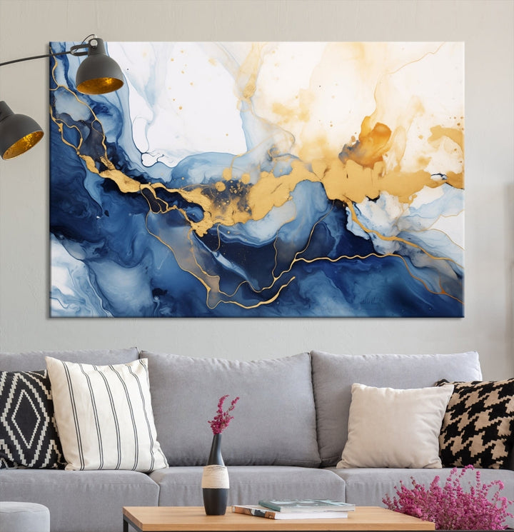 Abstract Fluid Art Print Modern Canvas Wall Decor Set of Framed