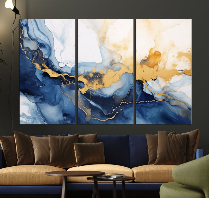 Abstract Fluid Art Print Modern Canvas Wall Decor Set of Framed