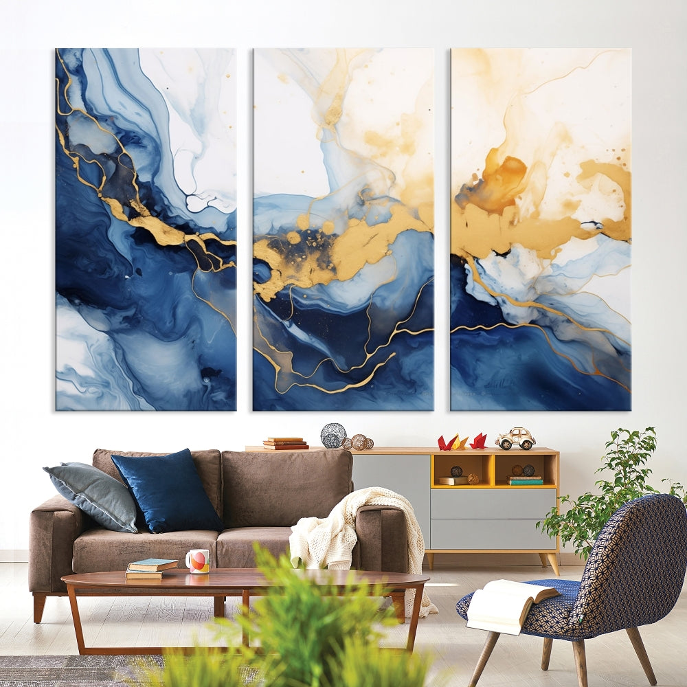 Abstract Fluid Art Print Modern Canvas Wall Decor Set of Framed