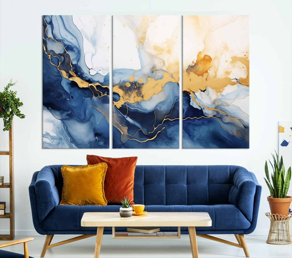 Abstract Fluid Art Print Modern Canvas Wall Decor Set of Framed