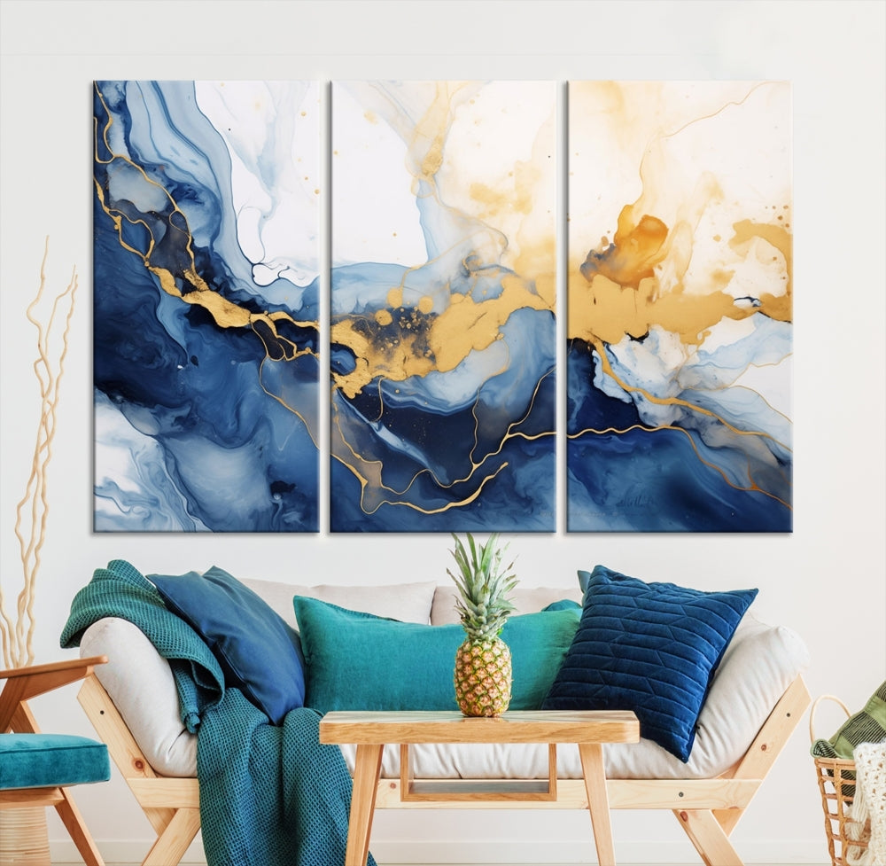 Abstract Fluid Art Print Modern Canvas Wall Decor Set of Framed