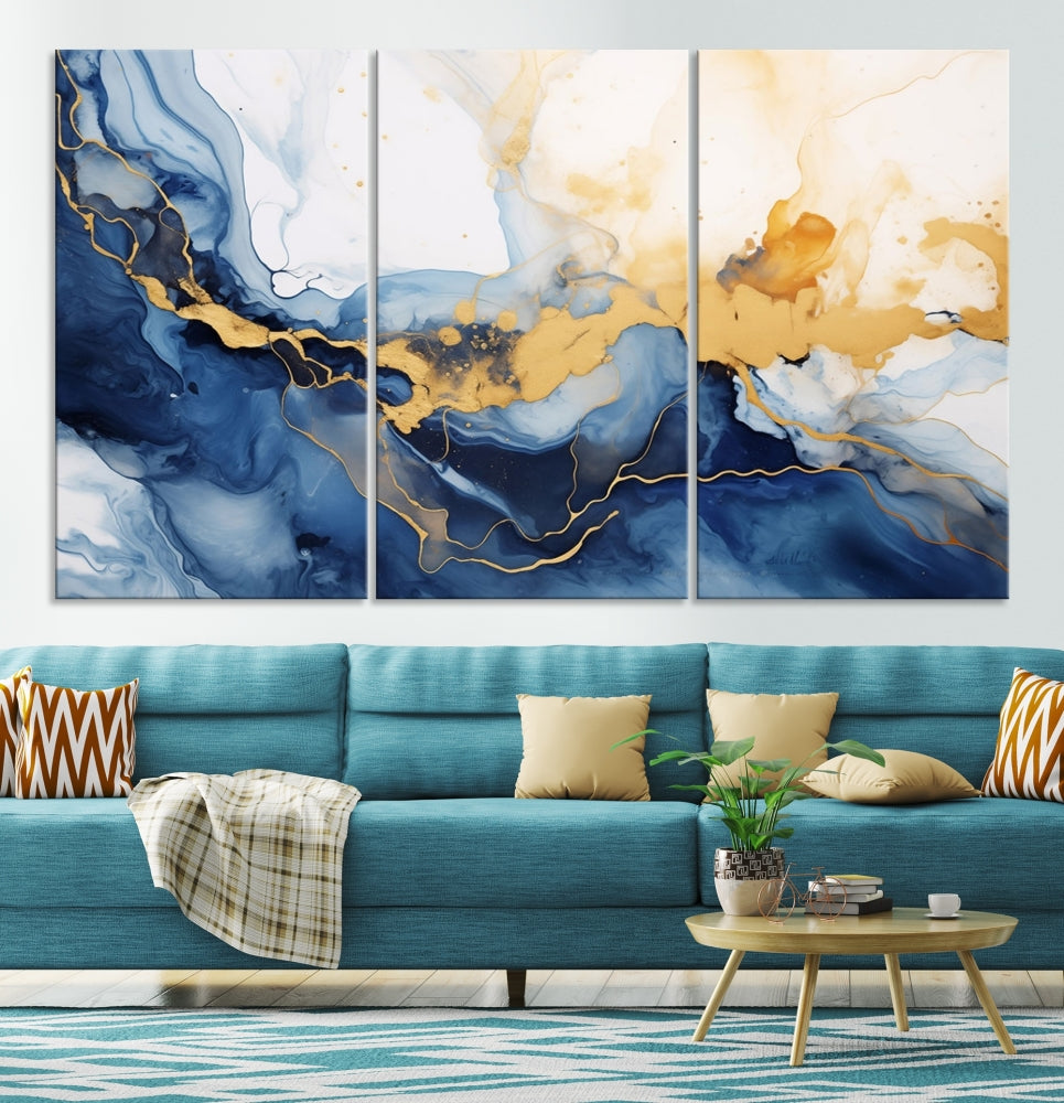 Abstract Fluid Art Print Modern Canvas Wall Decor Set of Framed