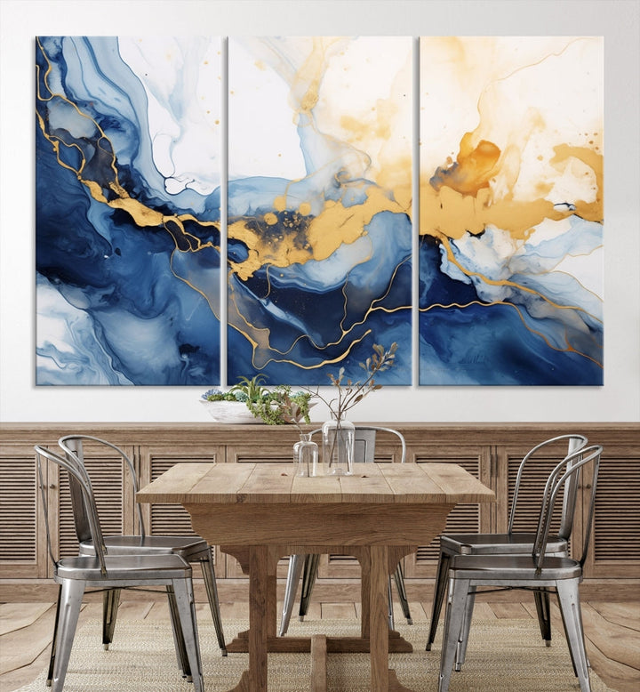 Abstract Fluid Art Print Modern Canvas Wall Decor Set of Framed