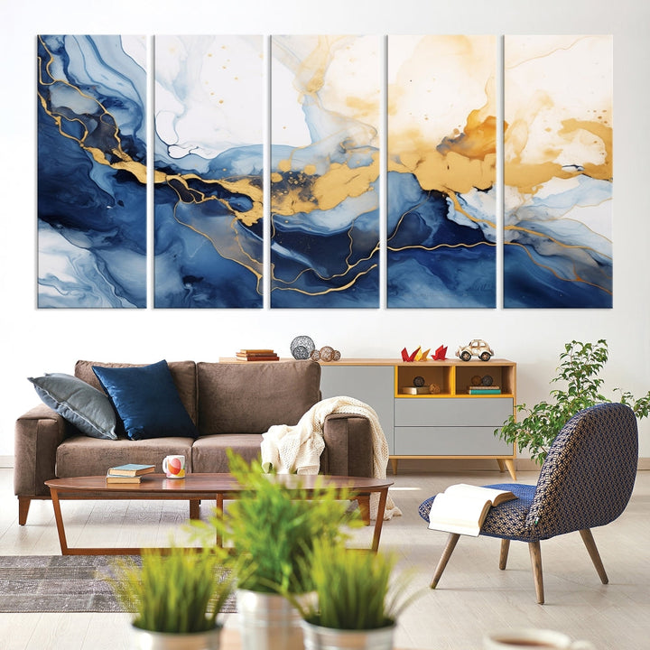 Abstract Fluid Art Print Modern Canvas Wall Decor Set of Framed