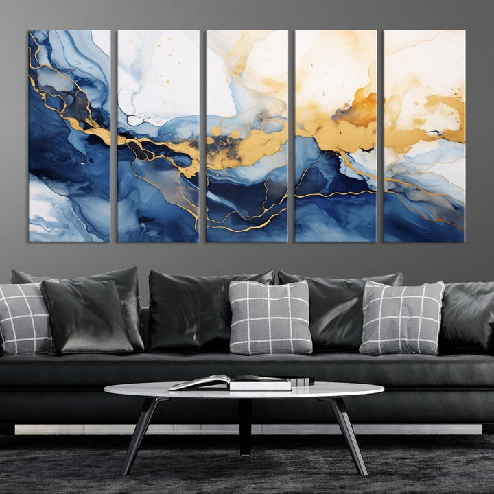 Abstract Fluid Art Print Modern Canvas Wall Decor Set of Framed