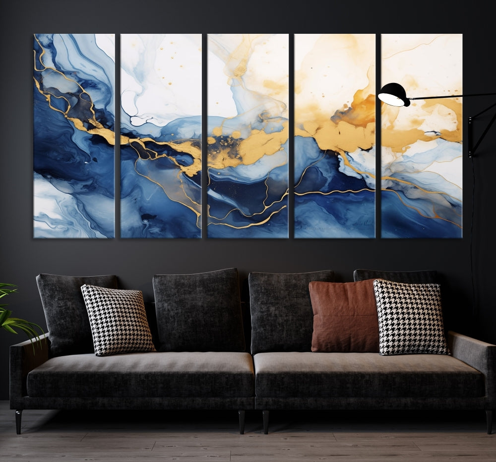 Abstract Fluid Art Print Modern Canvas Wall Decor Set of Framed