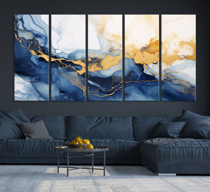 Abstract Fluid Art Print Modern Canvas Wall Decor Set of Framed