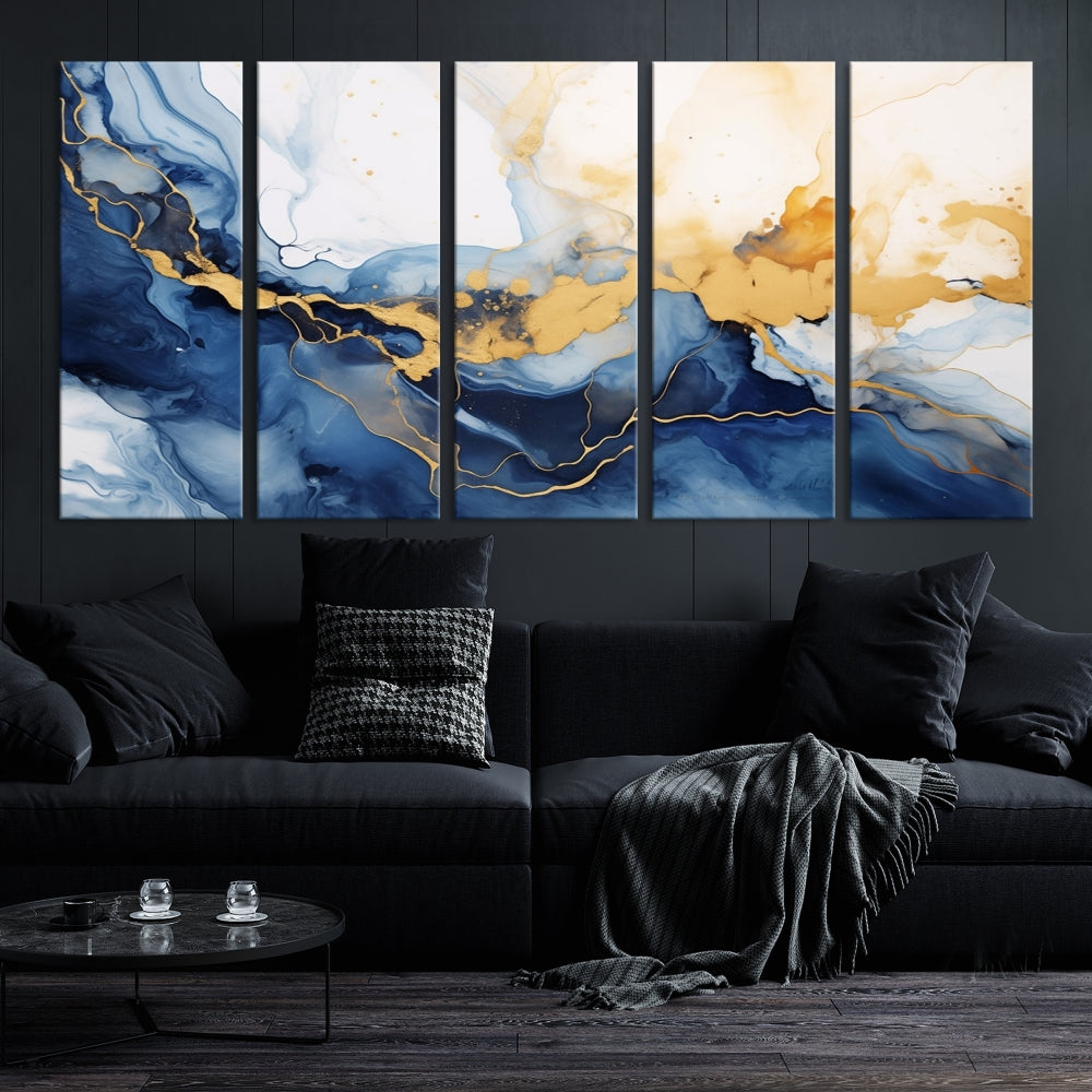 Abstract Fluid Art Print Modern Canvas Wall Decor Set of Framed