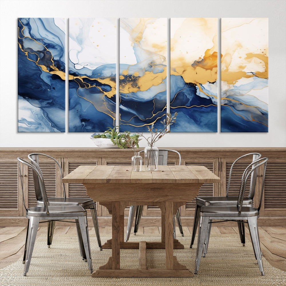 Abstract Fluid Art Print Modern Canvas Wall Decor Set of Framed