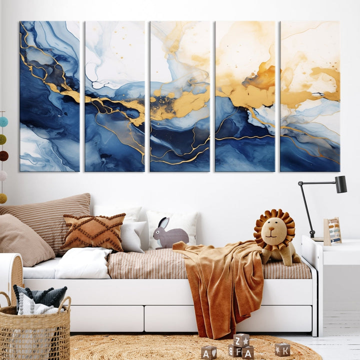 Abstract Fluid Art Print Modern Canvas Wall Decor Set of Framed