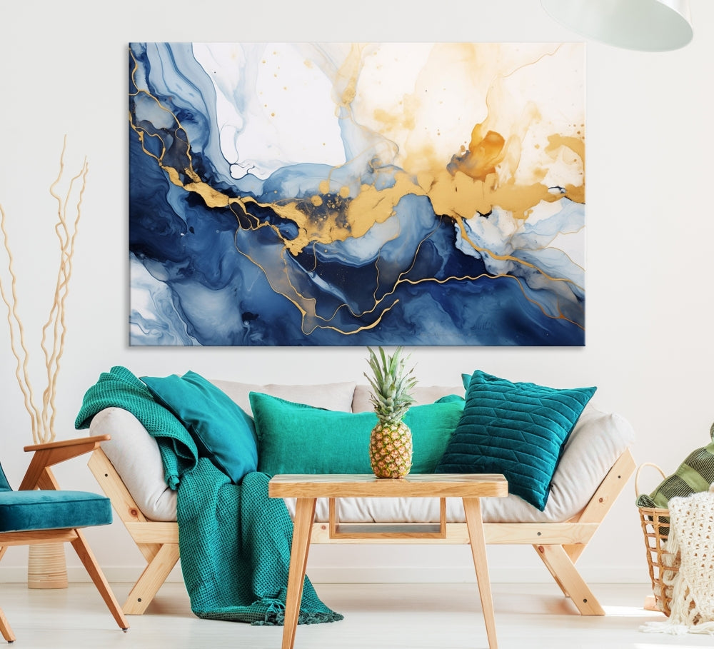 Abstract Fluid Art Print Modern Canvas Wall Decor Set of Framed