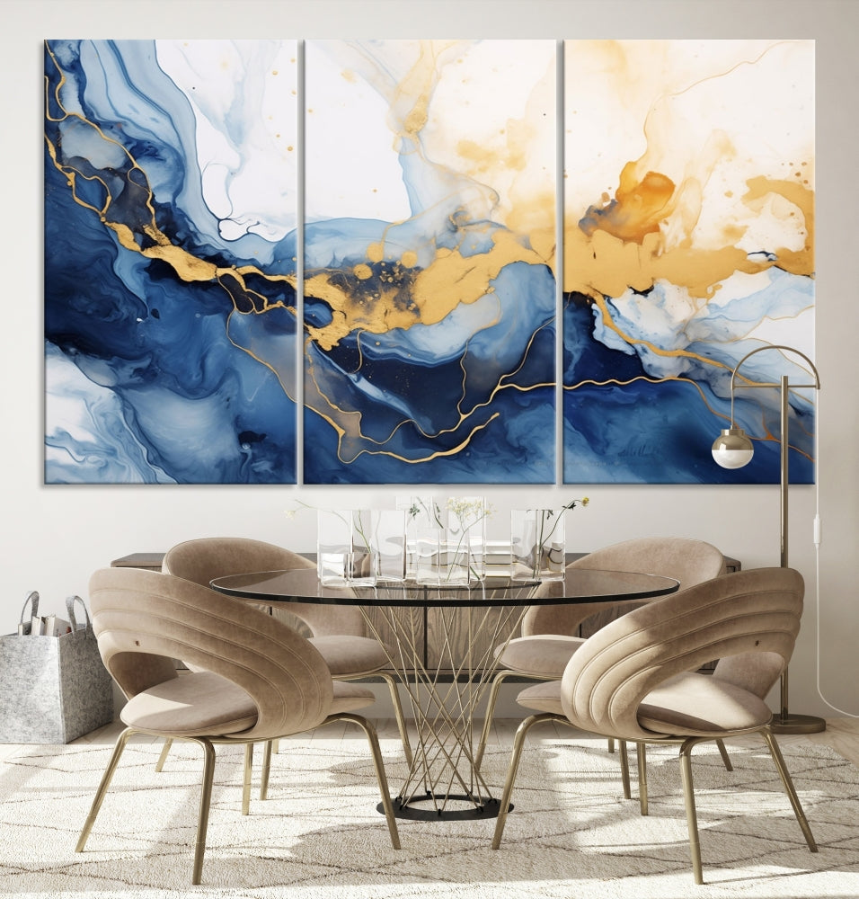 Abstract Fluid Art Print Modern Canvas Wall Decor Set of Framed