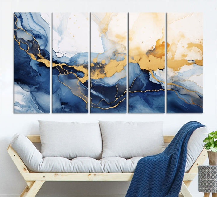 Abstract Fluid Art Print Modern Canvas Wall Decor Set of Framed