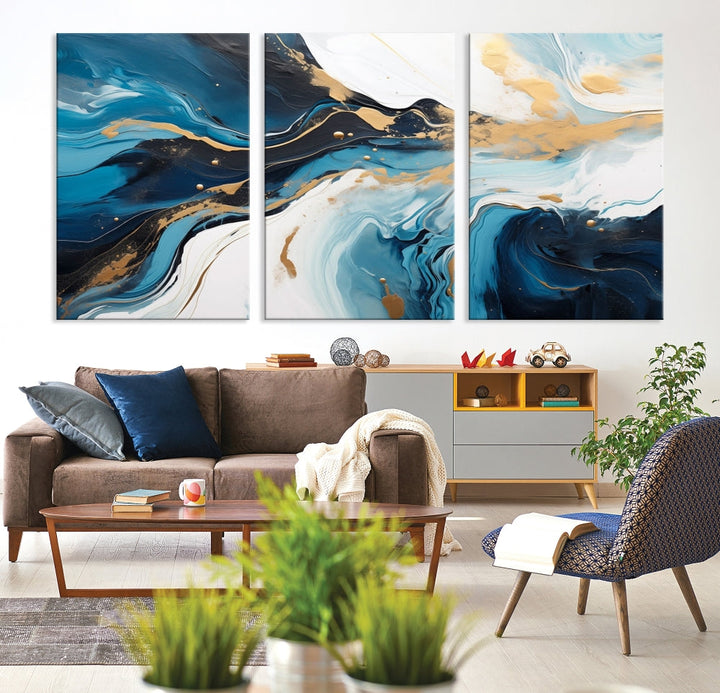 Abstract Fluid Wall Art Marble Canvas Print Soft Apartment Wall Decor Framed Wall Hanging