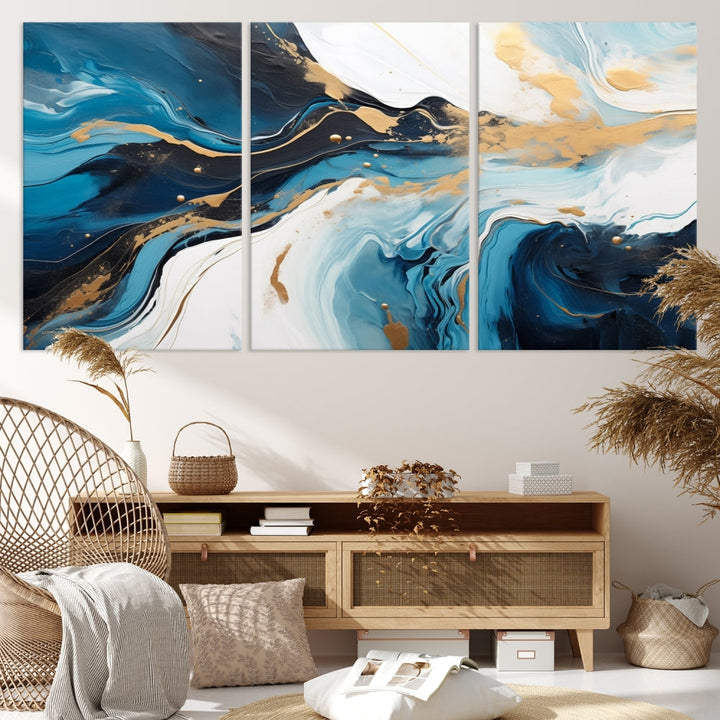 Abstract Fluid Wall Art Marble Canvas Print Soft Apartment Wall Decor Framed Wall Hanging