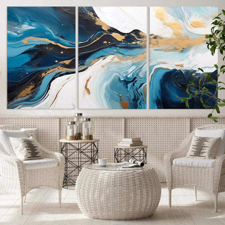 Abstract Fluid Wall Art Marble Canvas Print Soft Apartment Wall Decor Framed Wall Hanging