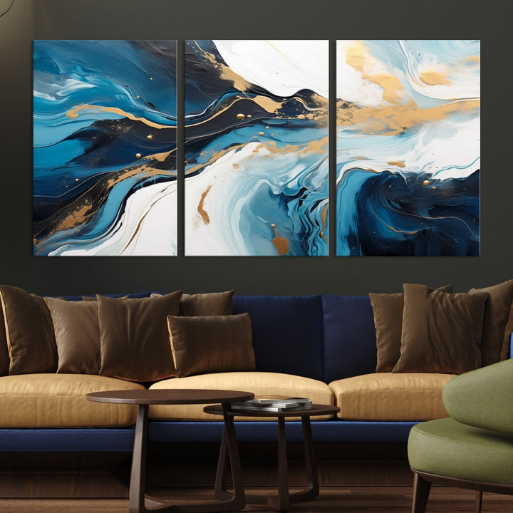 Abstract Fluid Wall Art Marble Canvas Print Soft Apartment Wall Decor Framed Wall Hanging