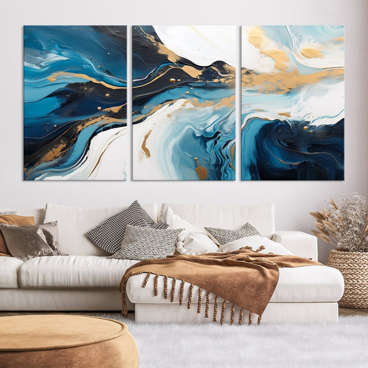 Abstract Fluid Wall Art Marble Canvas Print Soft Apartment Wall Decor Framed Wall Hanging