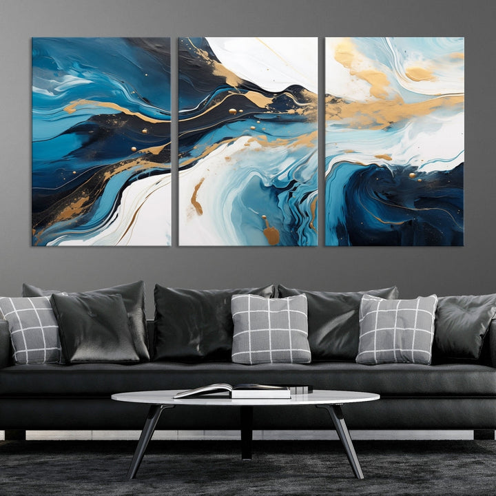 Abstract Fluid Wall Art Marble Canvas Print Soft Apartment Wall Decor Framed Wall Hanging