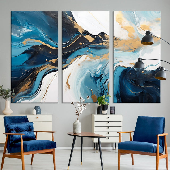 Abstract Fluid Wall Art Marble Canvas Print Soft Apartment Wall Decor Framed Wall Hanging