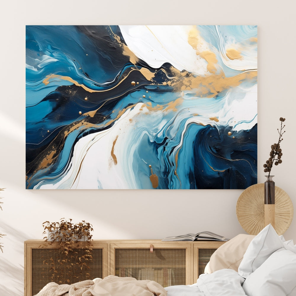 Abstract Fluid Wall Art Marble Canvas Print Soft Apartment Wall Decor Framed Wall Hanging