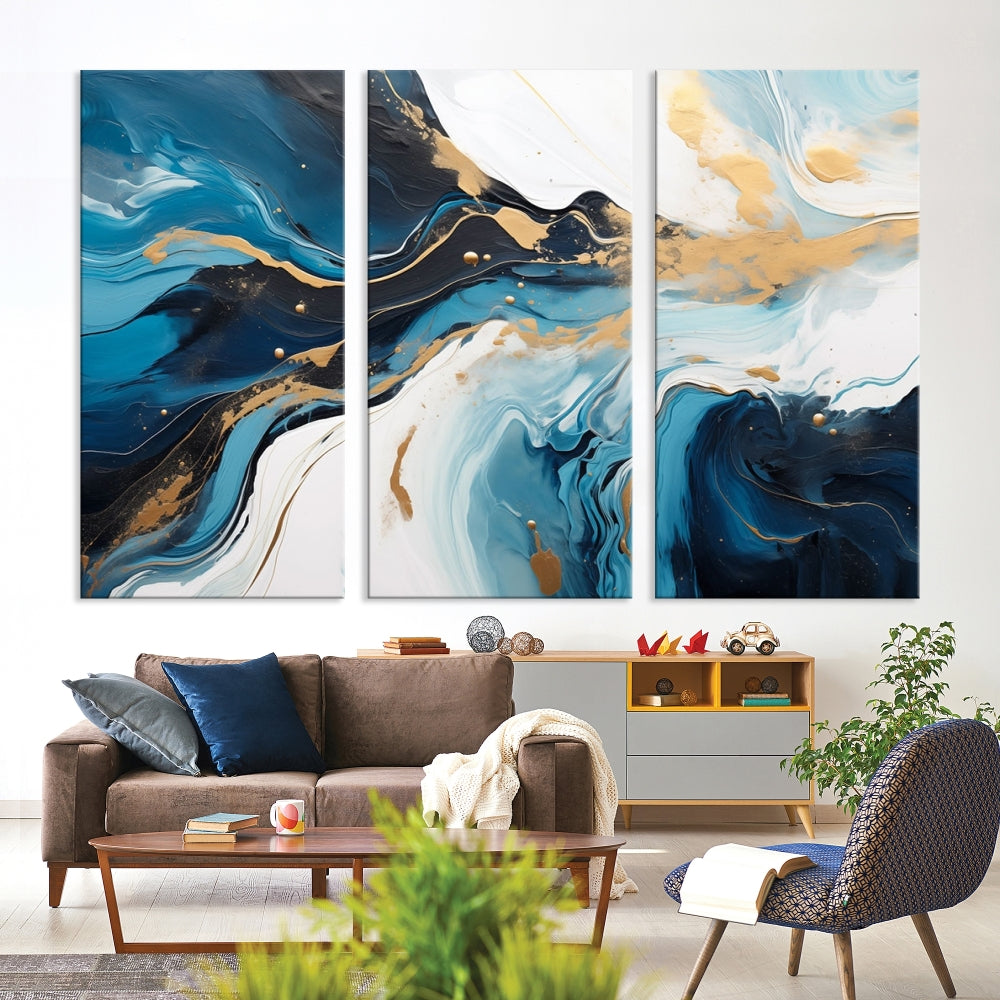 Abstract Fluid Wall Art Marble Canvas Print Soft Apartment Wall Decor Framed Wall Hanging