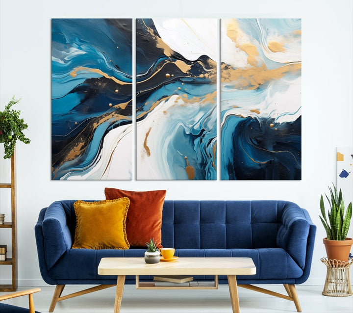 Abstract Fluid Wall Art Marble Canvas Print Soft Apartment Wall Decor Framed Wall Hanging