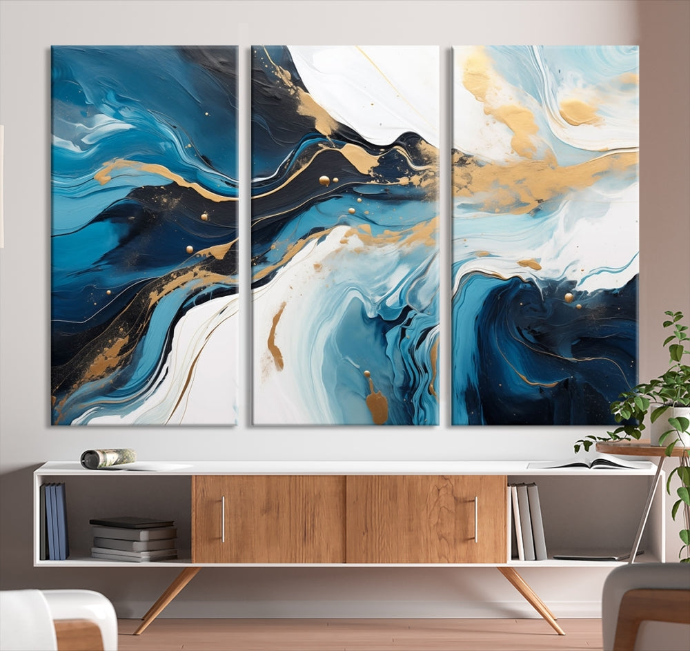 Abstract Fluid Wall Art Marble Canvas Print Soft Apartment Wall Decor Framed Wall Hanging