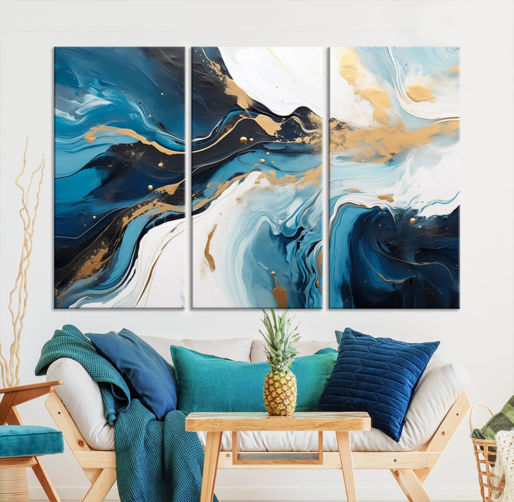 Abstract Fluid Wall Art Marble Canvas Print Soft Apartment Wall Decor Framed Wall Hanging