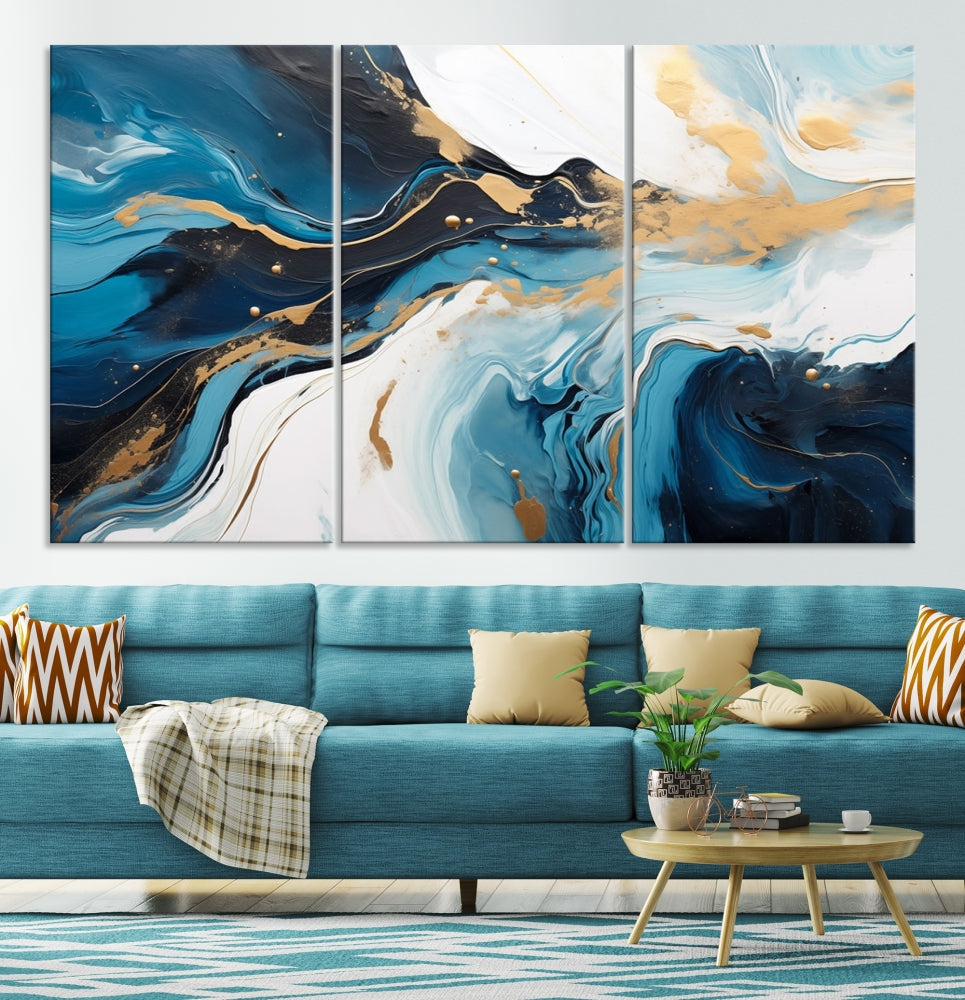 Abstract Fluid Wall Art Marble Canvas Print Soft Apartment Wall Decor Framed Wall Hanging