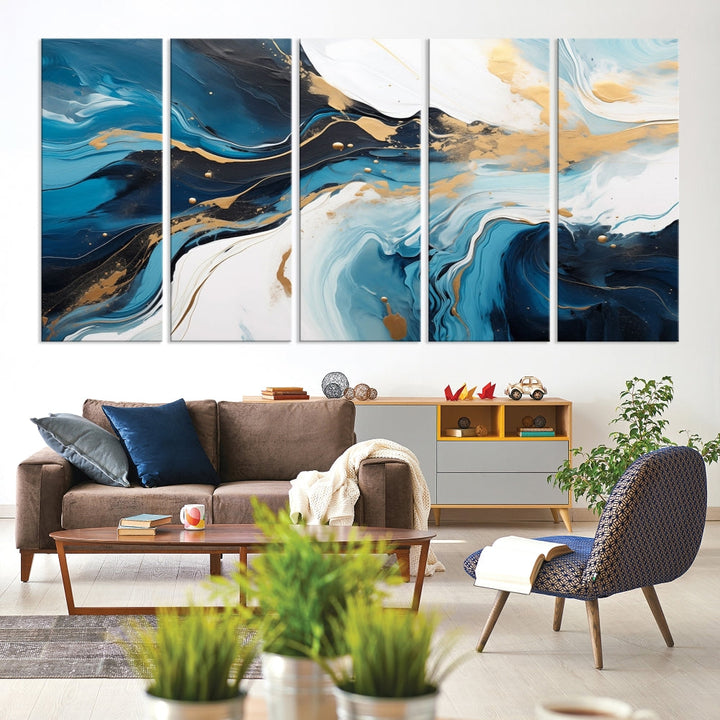 Abstract Fluid Wall Art Marble Canvas Print Soft Apartment Wall Decor Framed Wall Hanging