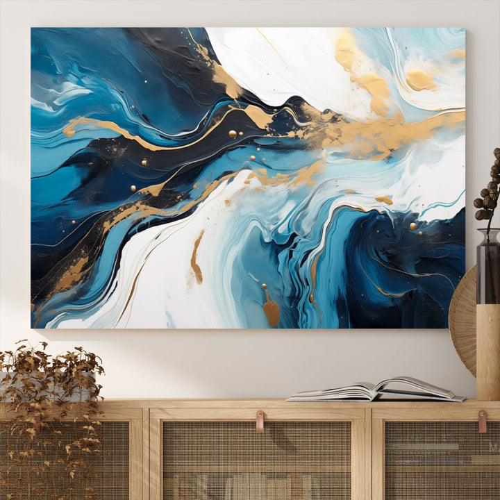 Abstract Fluid Wall Art Marble Canvas Print Soft Apartment Wall Decor Framed Wall Hanging