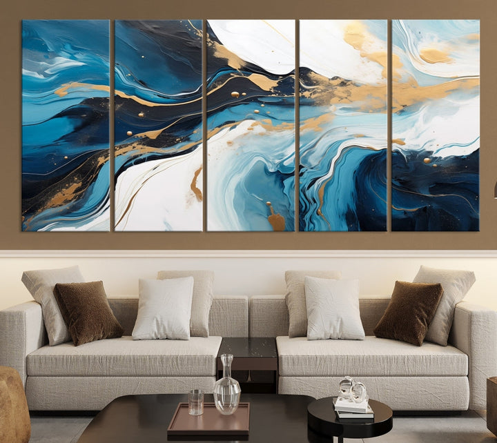 Abstract Fluid Wall Art Marble Canvas Print Soft Apartment Wall Decor Framed Wall Hanging