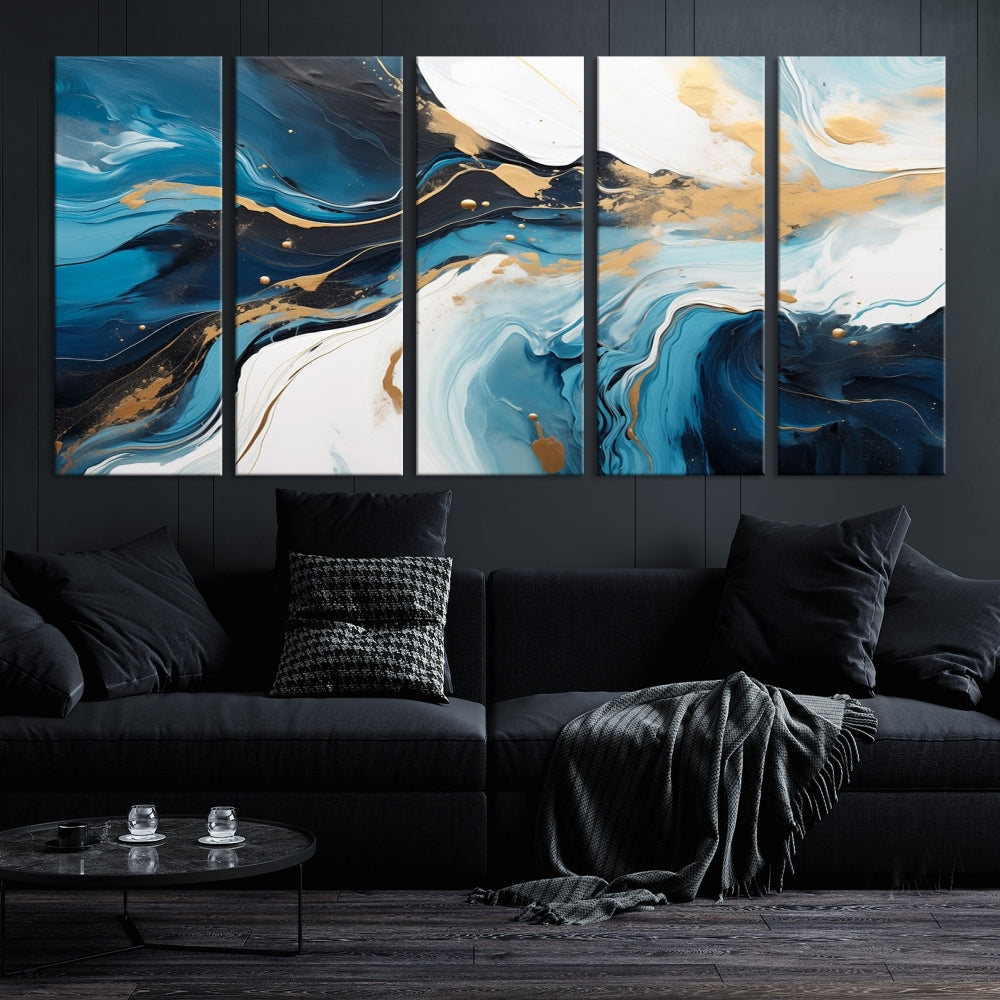 Abstract Fluid Wall Art Marble Canvas Print Soft Apartment Wall Decor Framed Wall Hanging