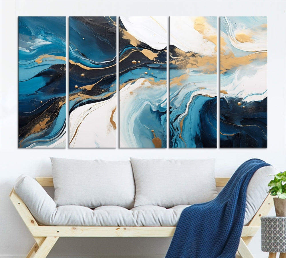 Abstract Fluid Wall Art Marble Canvas Print Soft Apartment Wall Decor Framed Wall Hanging