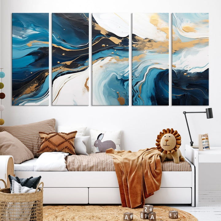 Abstract Fluid Wall Art Marble Canvas Print Soft Apartment Wall Decor Framed Wall Hanging