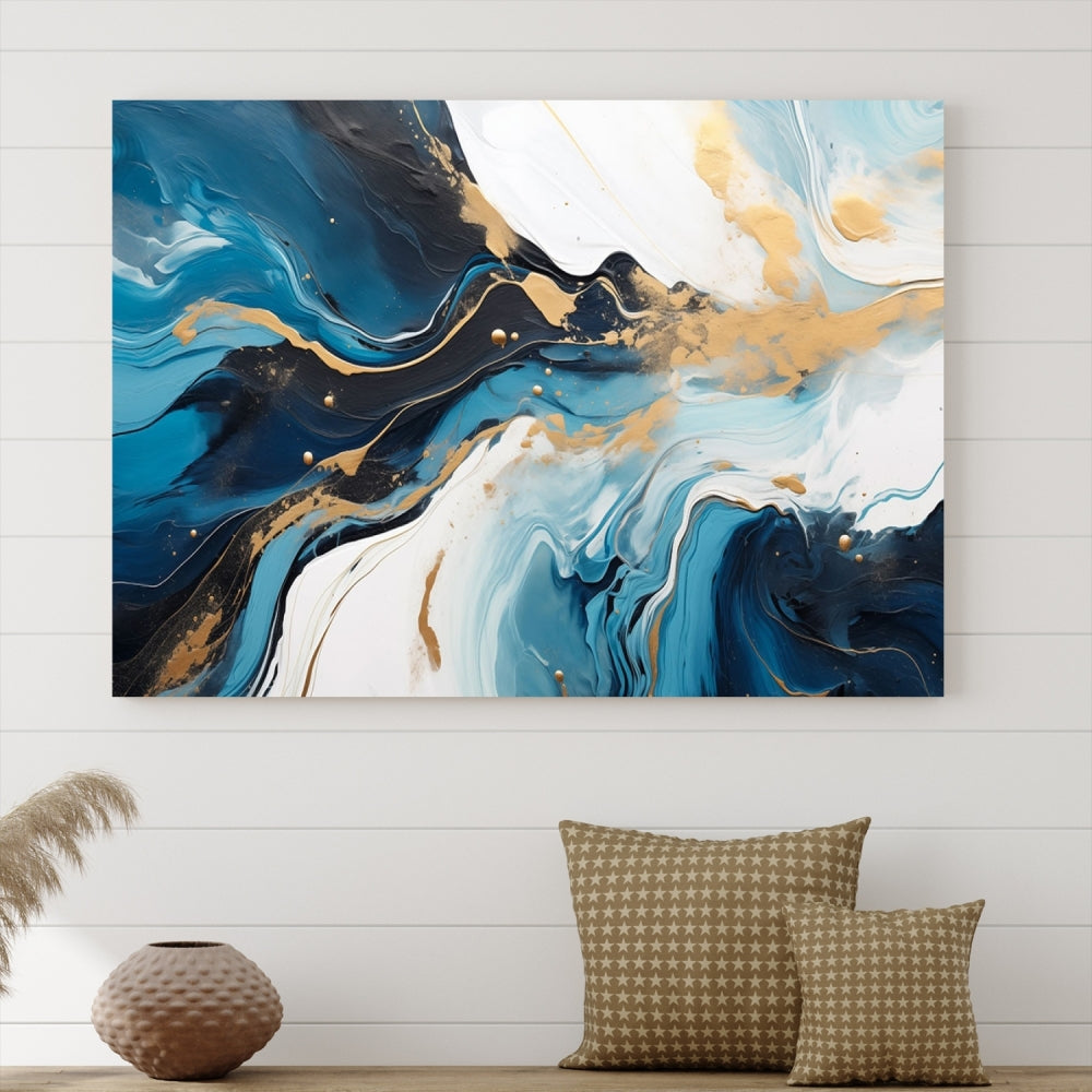 Abstract Fluid Wall Art Marble Canvas Print Soft Apartment Wall Decor Framed Wall Hanging