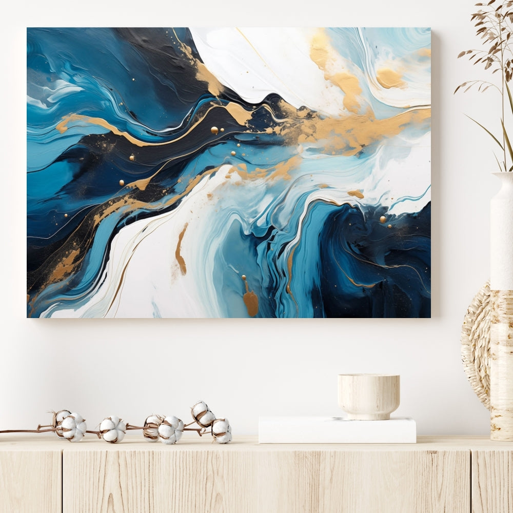 Abstract Fluid Wall Art Marble Canvas Print Soft Apartment Wall Decor Framed Wall Hanging