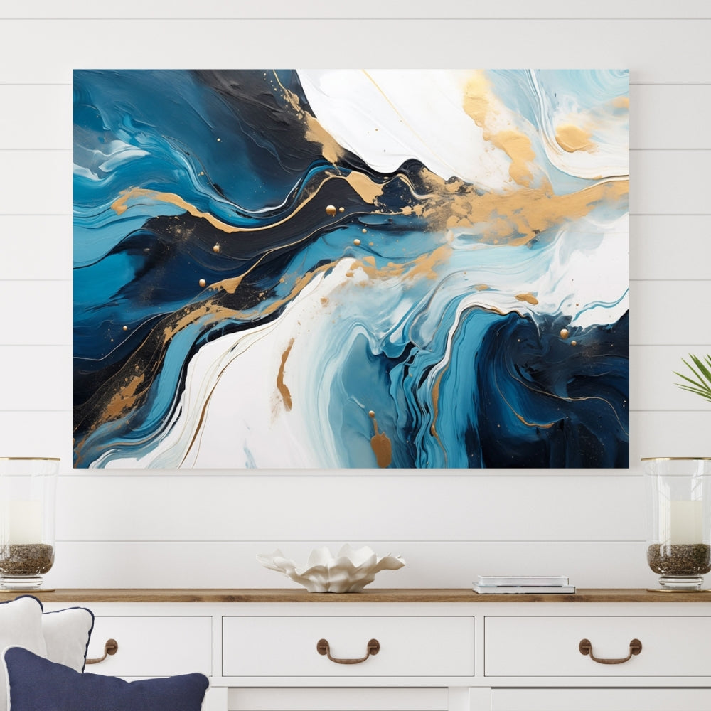 Abstract Fluid Wall Art Marble Canvas Print Soft Apartment Wall Decor Framed Wall Hanging