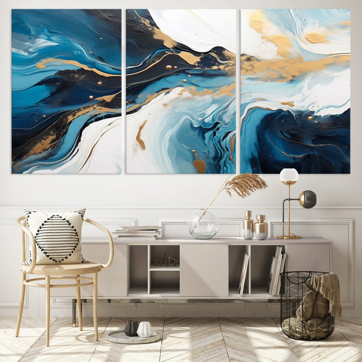 Abstract Fluid Wall Art Marble Canvas Print Soft Apartment Wall Decor Framed Wall Hanging