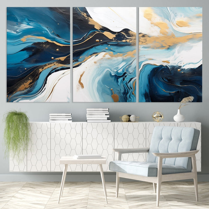 Abstract Fluid Wall Art Marble Canvas Print Soft Apartment Wall Decor Framed Wall Hanging