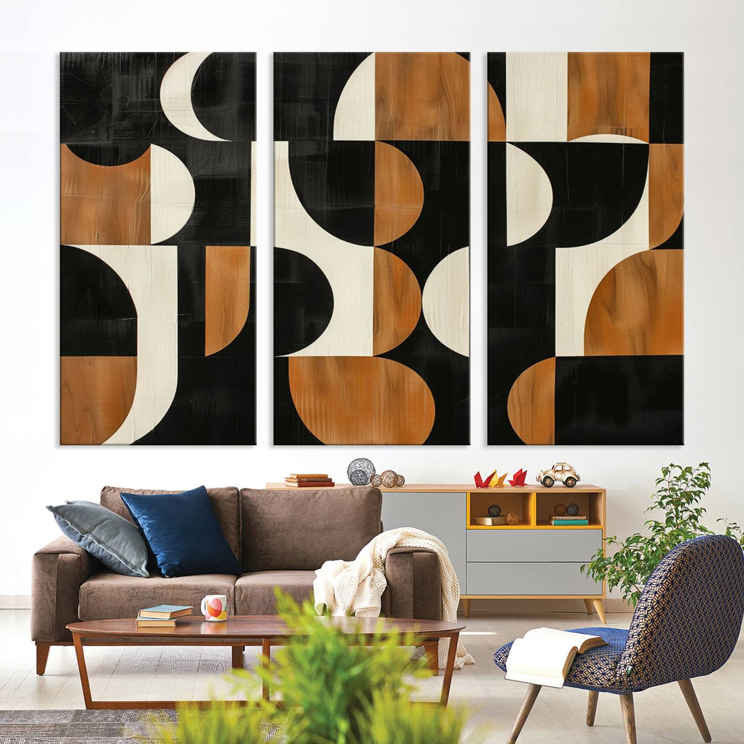 Abstract Geometric Wabi Sabi Wall Art Canvas Print Set, Minimalist Wall Art, Mid Century Art Print