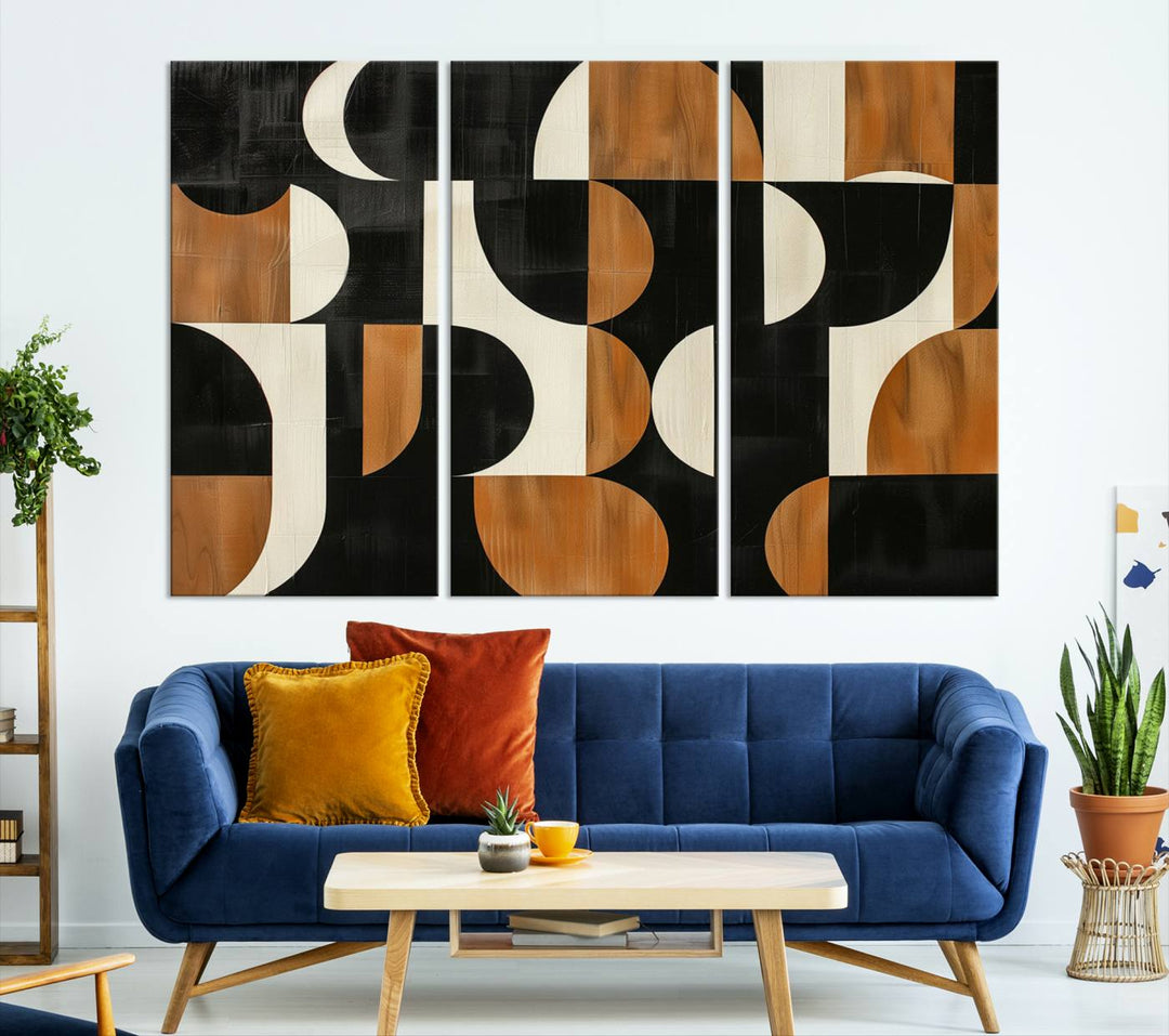 Abstract Geometric Wabi Sabi Wall Art Canvas Print Set, Minimalist Wall Art, Mid Century Art Print