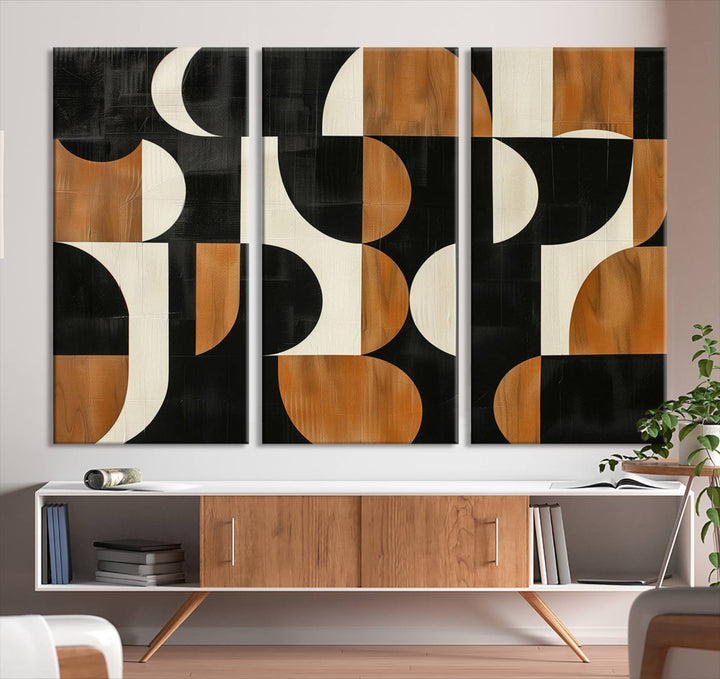 Abstract Geometric Wabi Sabi Wall Art Canvas Print Set, Minimalist Wall Art, Mid Century Art Print