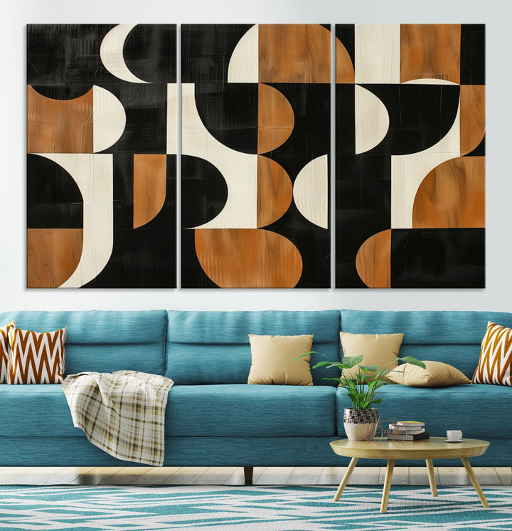 Abstract Geometric Wabi Sabi Wall Art Canvas Print Set, Minimalist Wall Art, Mid Century Art Print